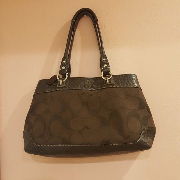 Coach Penelope Signature Shopper Satchel Tote Bag 14422 Brown. - Picture 2 of 8